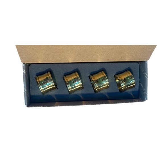 BALDWIN BRASS Napkin Rings Dover #7534.030 Set of 4 EXCELLENT BOX - Picture 1 of 5